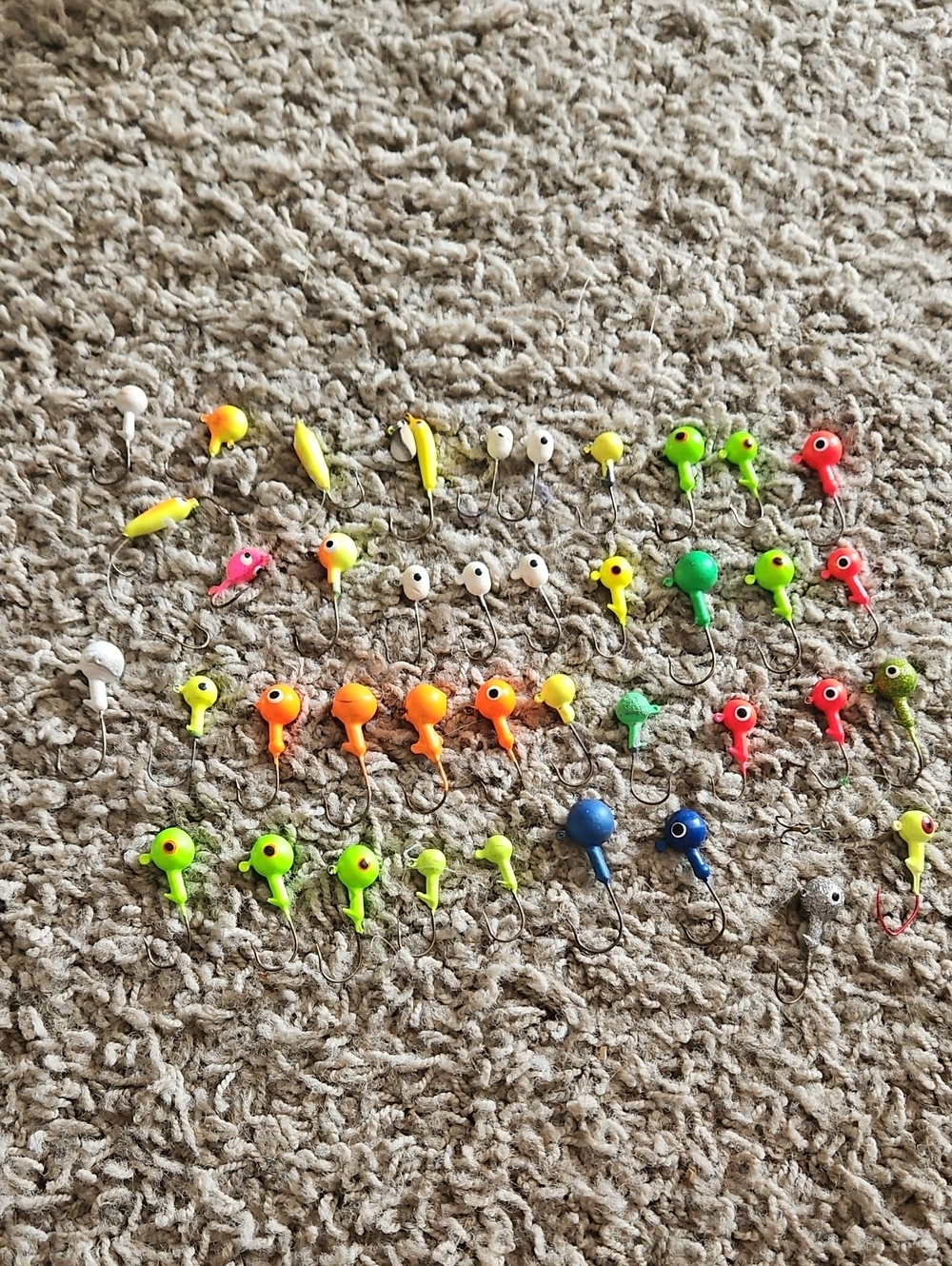 40 Assorted Neon Fishing Jig Head Pack - Multicolor